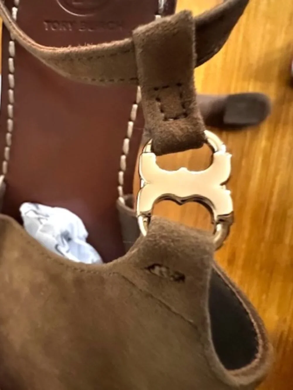Tory Burch Gemini Link Ankle Strap Suede Sandal
